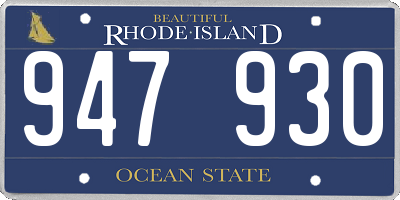 RI license plate 947930