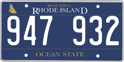 RI license plate 947932