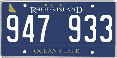RI license plate 947933