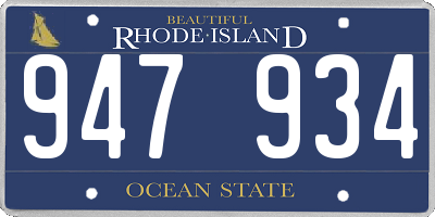 RI license plate 947934