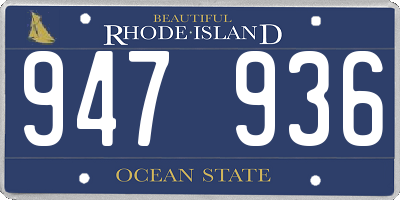 RI license plate 947936