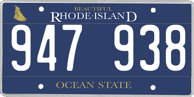 RI license plate 947938