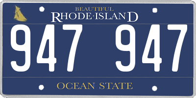 RI license plate 947947