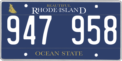 RI license plate 947958