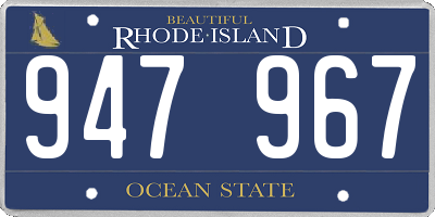 RI license plate 947967