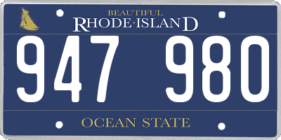 RI license plate 947980