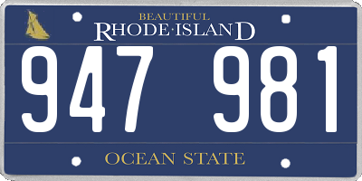 RI license plate 947981