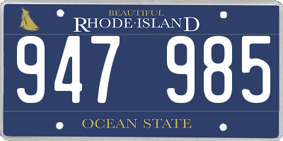 RI license plate 947985