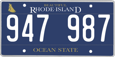 RI license plate 947987