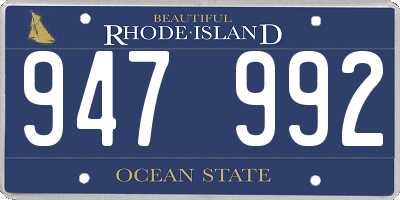 RI license plate 947992