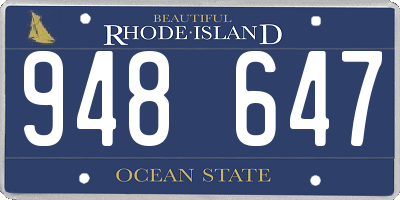 RI license plate 948647