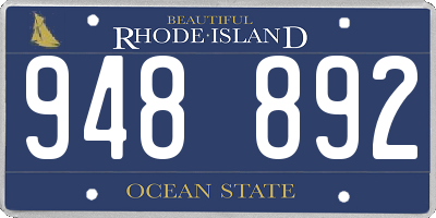 RI license plate 948892