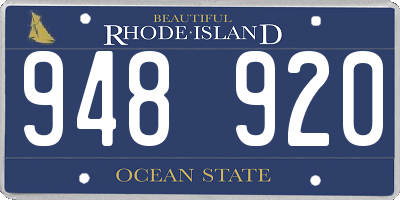 RI license plate 948920