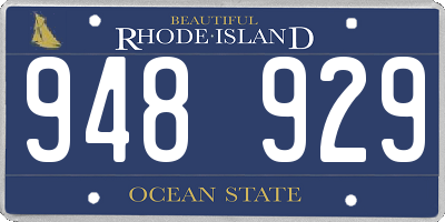 RI license plate 948929