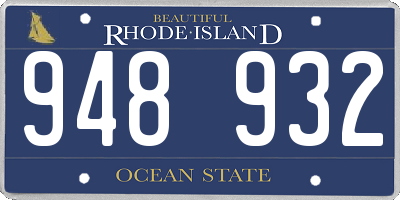 RI license plate 948932