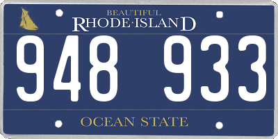 RI license plate 948933
