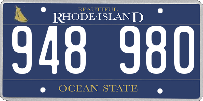RI license plate 948980