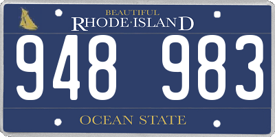 RI license plate 948983