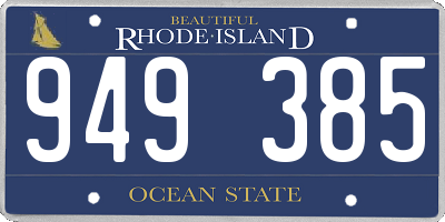 RI license plate 949385