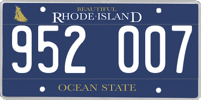 RI license plate 952007