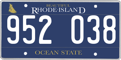 RI license plate 952038