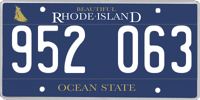RI license plate 952063