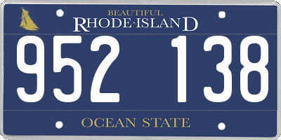 RI license plate 952138