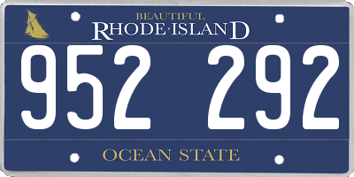 RI license plate 952292
