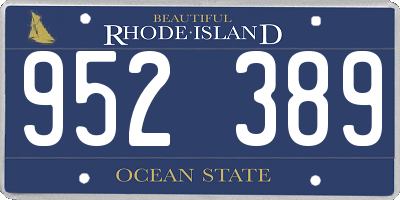 RI license plate 952389