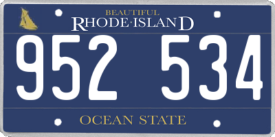 RI license plate 952534