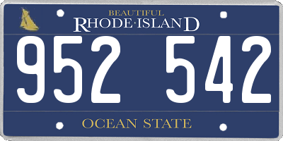 RI license plate 952542
