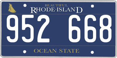 RI license plate 952668