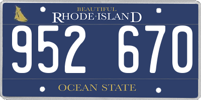 RI license plate 952670