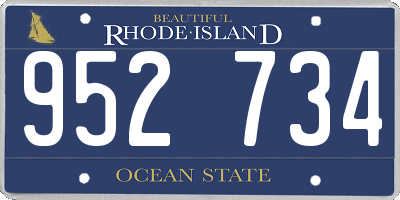 RI license plate 952734