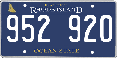 RI license plate 952920