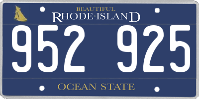 RI license plate 952925