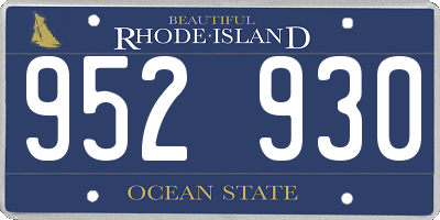 RI license plate 952930