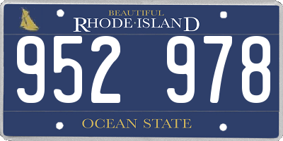 RI license plate 952978