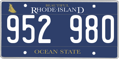 RI license plate 952980