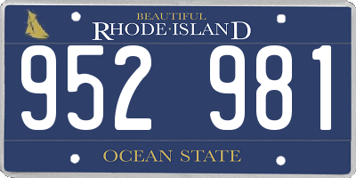 RI license plate 952981