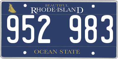 RI license plate 952983