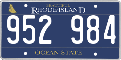 RI license plate 952984