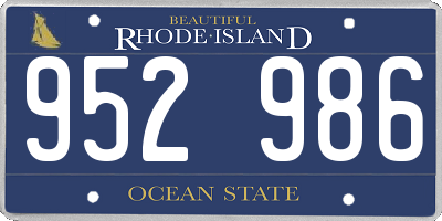 RI license plate 952986