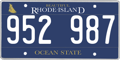 RI license plate 952987