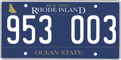 RI license plate 953003