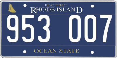 RI license plate 953007