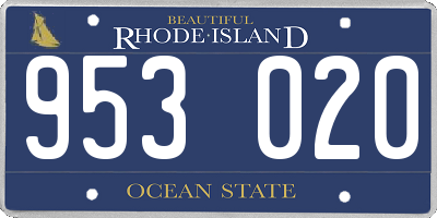 RI license plate 953020