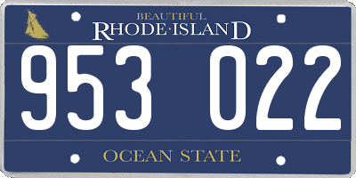 RI license plate 953022