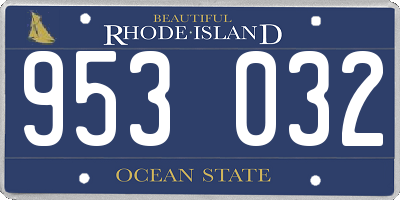 RI license plate 953032