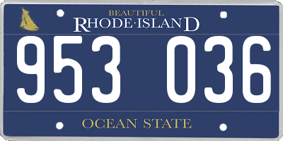 RI license plate 953036